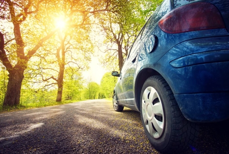 car driving in sun
